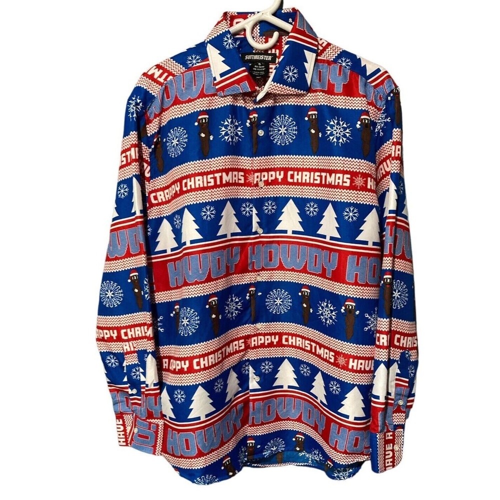Suitmeister South Park Howdy Ho!‎ Mr. Hankey Long Sleeve Button Down Shirt, Sz M